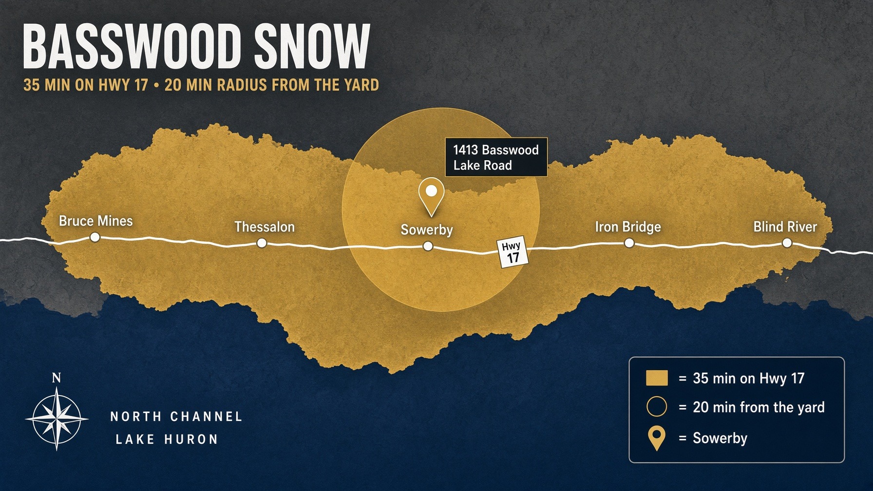 Basswood Snow coverage from 1413 Basswood Lake Road, Sowerby