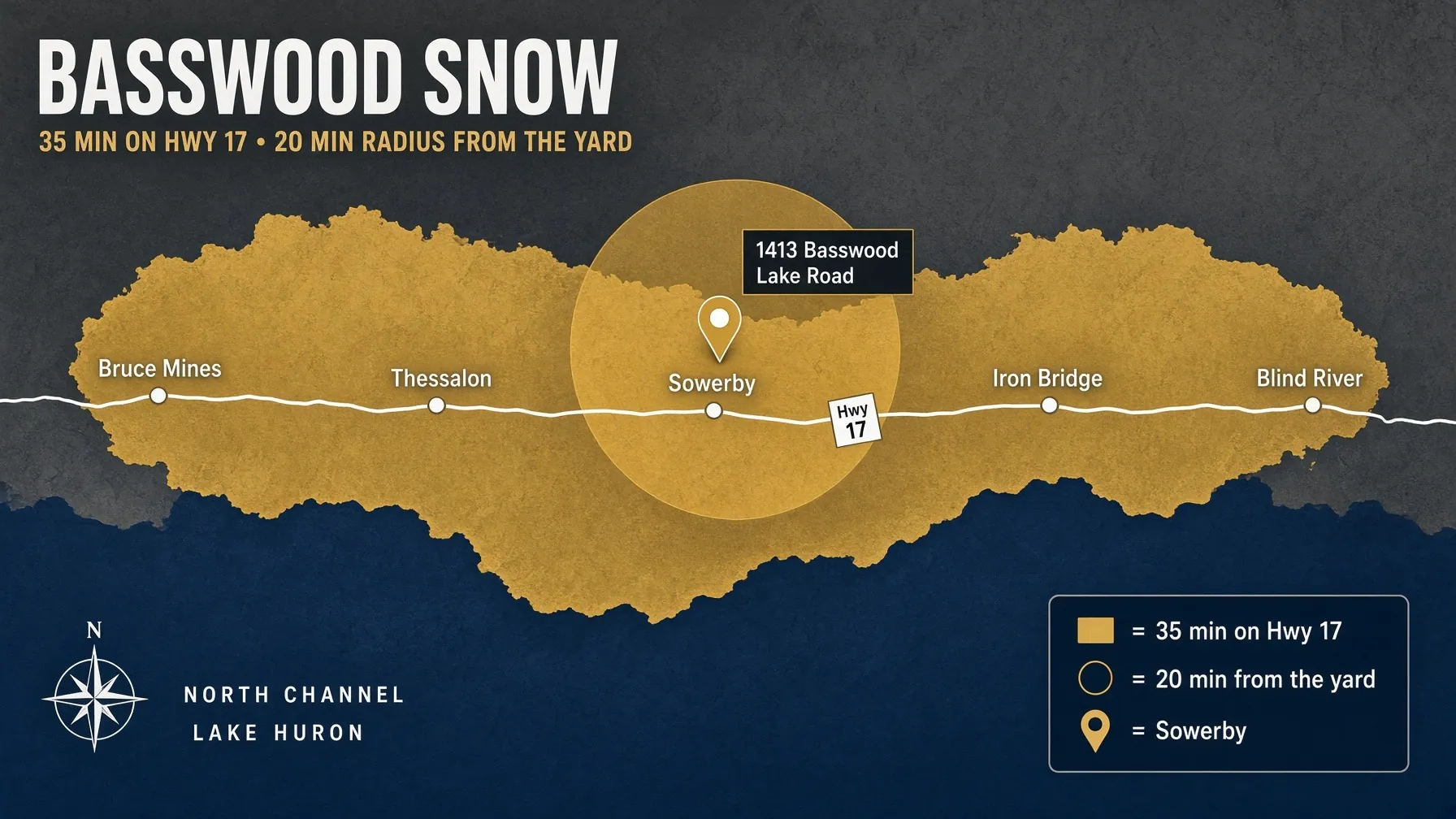 Basswood Snow coverage from 1413 Basswood Lake Road, Sowerby
